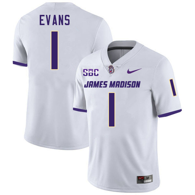 #1 JC Evans JMU Jersey,James Madison Dukes Football Jerseys Stitched-White #1 JC Evans JMU Jersey,James Madison Dukes Football Jerseys Stitched-White